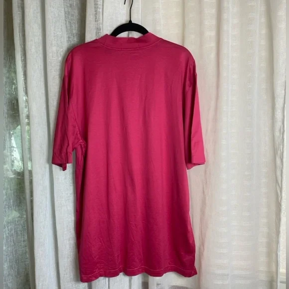 Men’s Bugatchi High Neckline Short Sleeve 100% Cotton Pink Medium - Picture 6 of 15